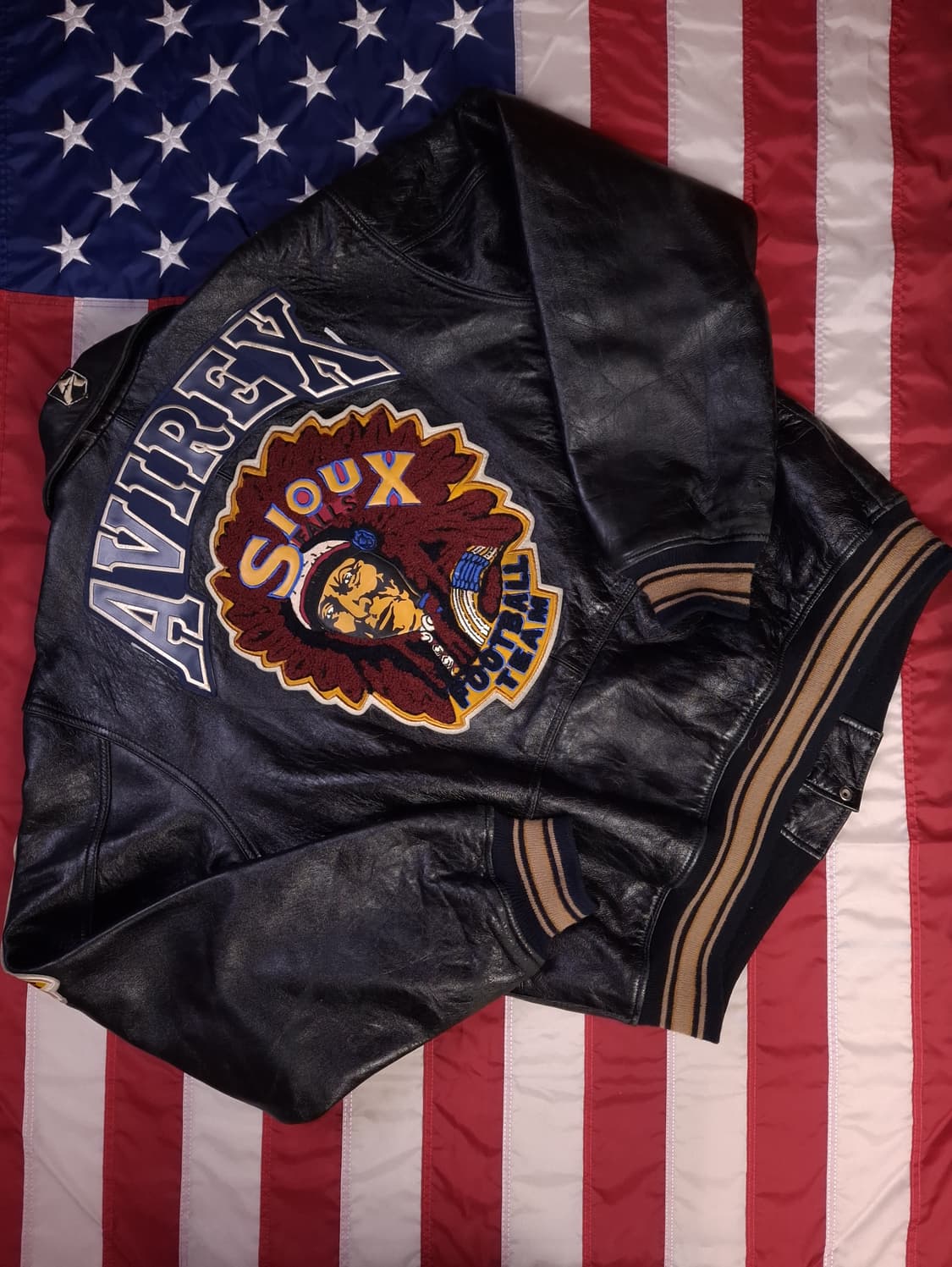 오리지날 90's NFL SIOUX FALLS 아비렉스 리얼레더 자켓 상품이미지1