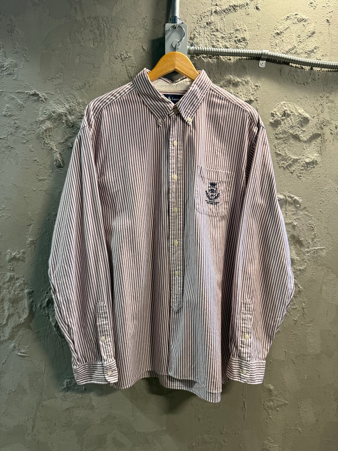 XXL 랄프로렌 클래식핏 포켓 자수 스트라이프 셔츠 퍼플화이트 상품이미지1