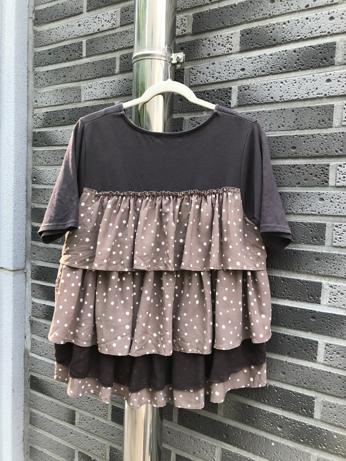 도트 쉬폰 언발란스 반팔 상품이미지2