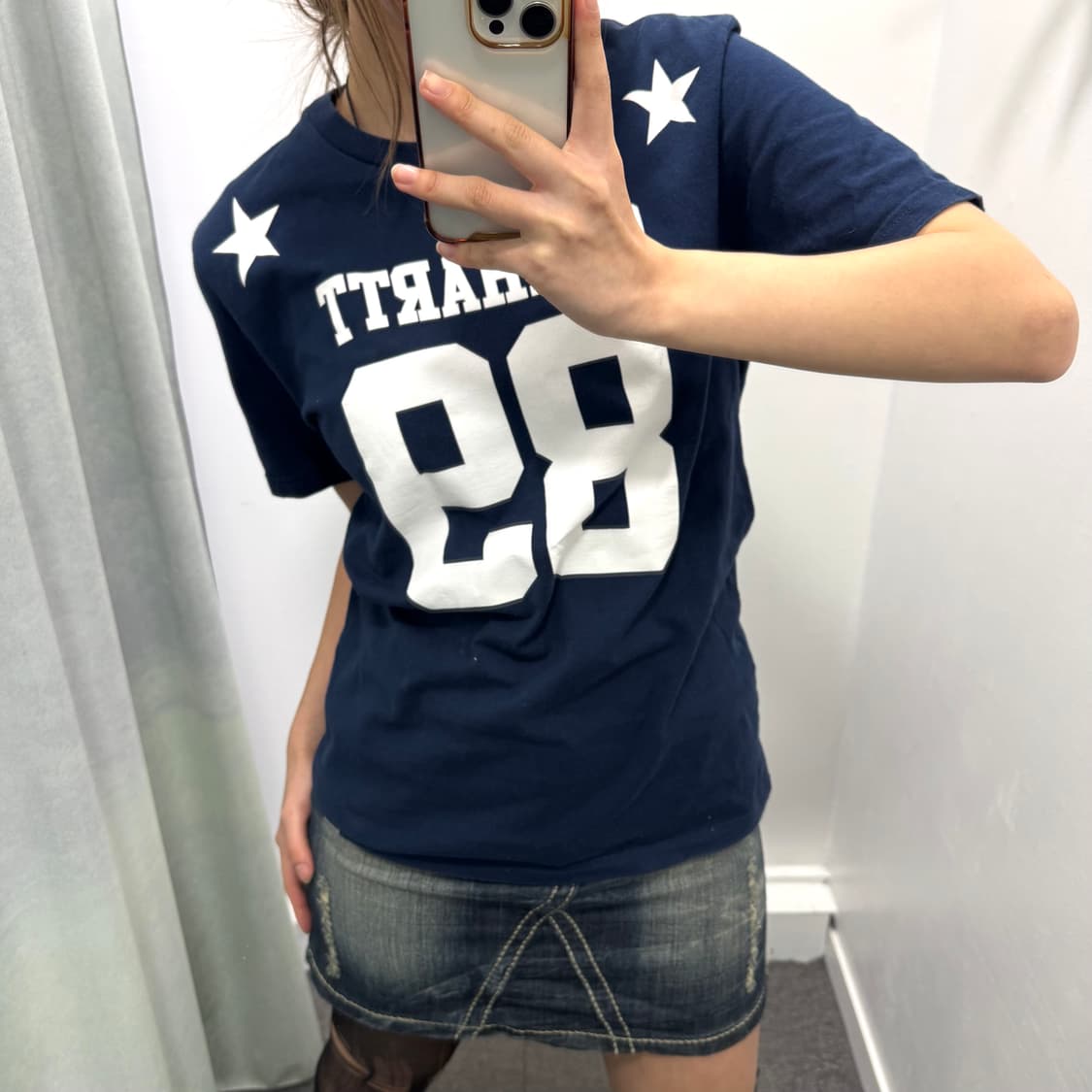 칼하트 네이비 별 프린팅 반팔티 상품이미지1