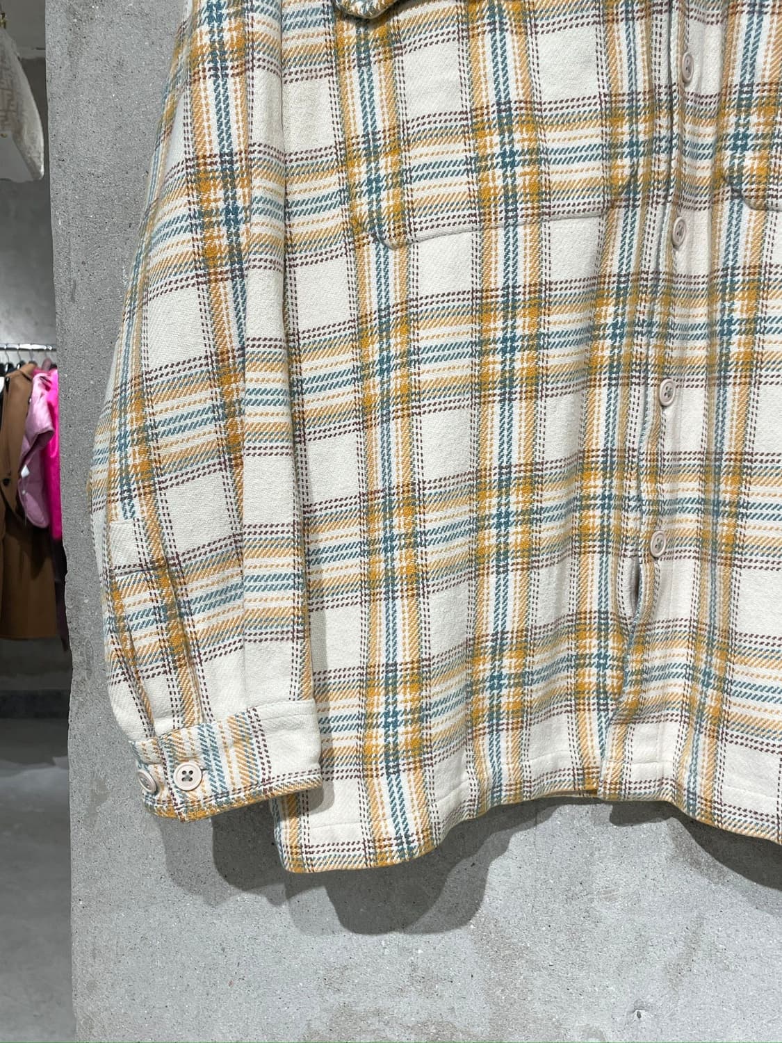 퀵실버 아이보리 체크 트윈 포켓 플란넬 셔츠 상품이미지4