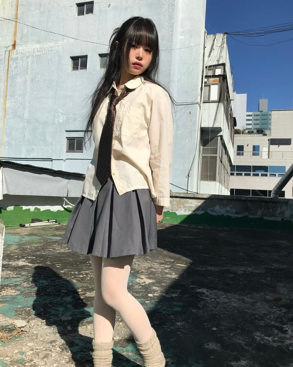 그레이 미니 플리츠 스커트 상품이미지6