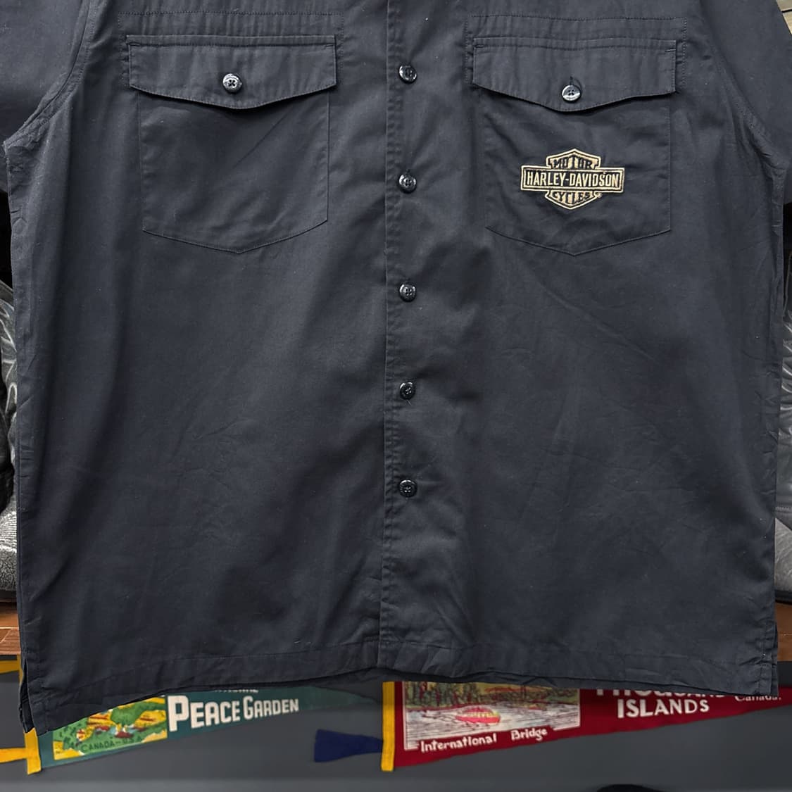 00s 할리데이비슨 브론즈 바앤쉴드 이글스 스텐실 워크셔츠 N1188 상품이미지4