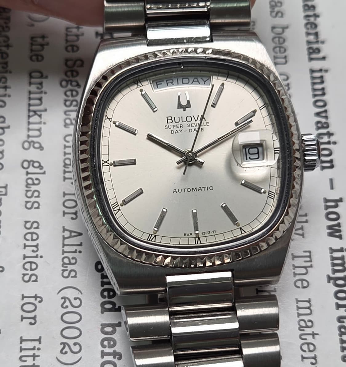 빈티지 부로바 슈퍼세빌 테레비형 데이데이트 실버판 통줄 브레이슬릿 ver 상품이미지1