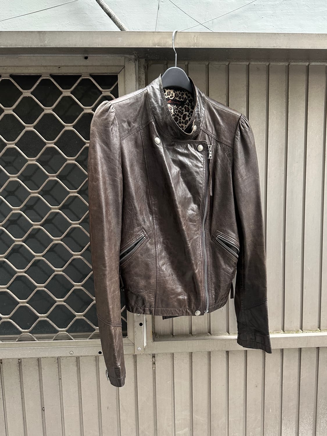 Lambs leather leopard zipper jacket 상품이미지2