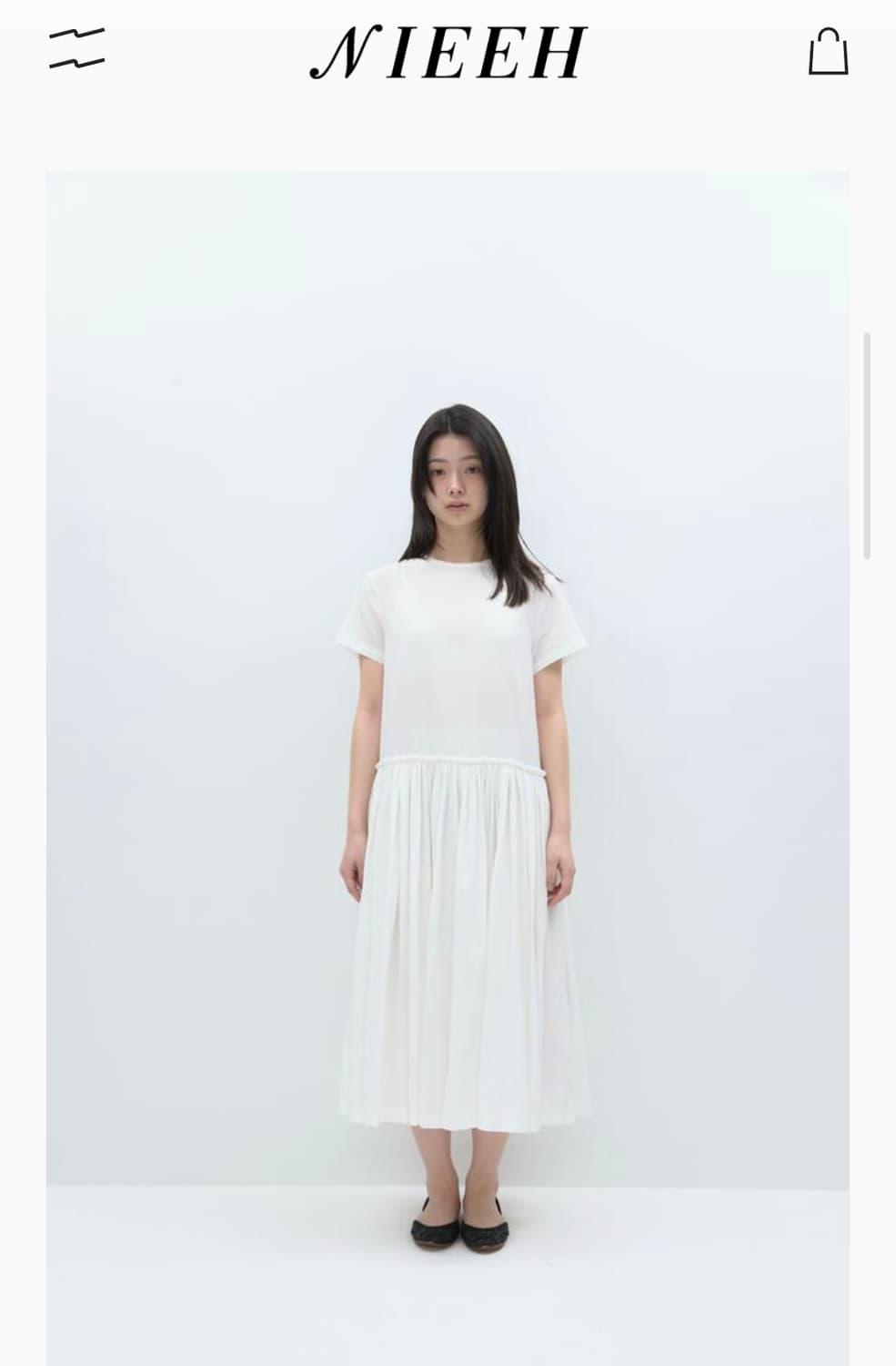 NEEH 백 리본 화이트 원피스 여성여성한 플리츠 디자인 상품이미지5