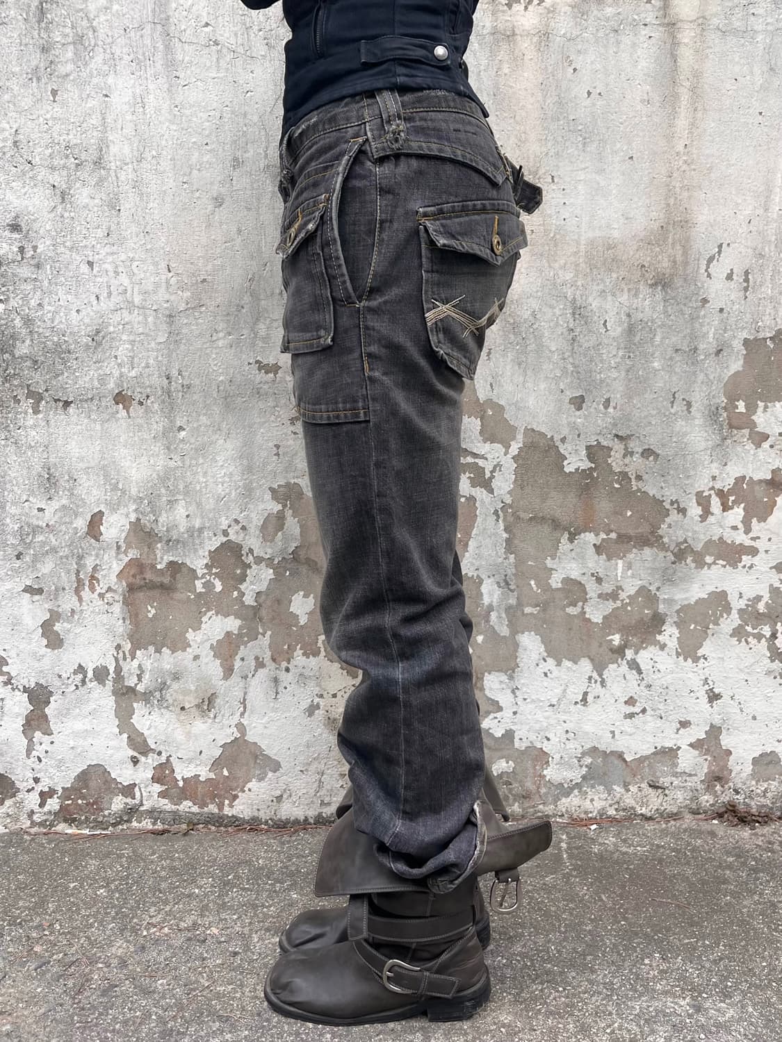 키스마크 일본 빈티지 차콜 부츠컷 청바지 상품이미지4
