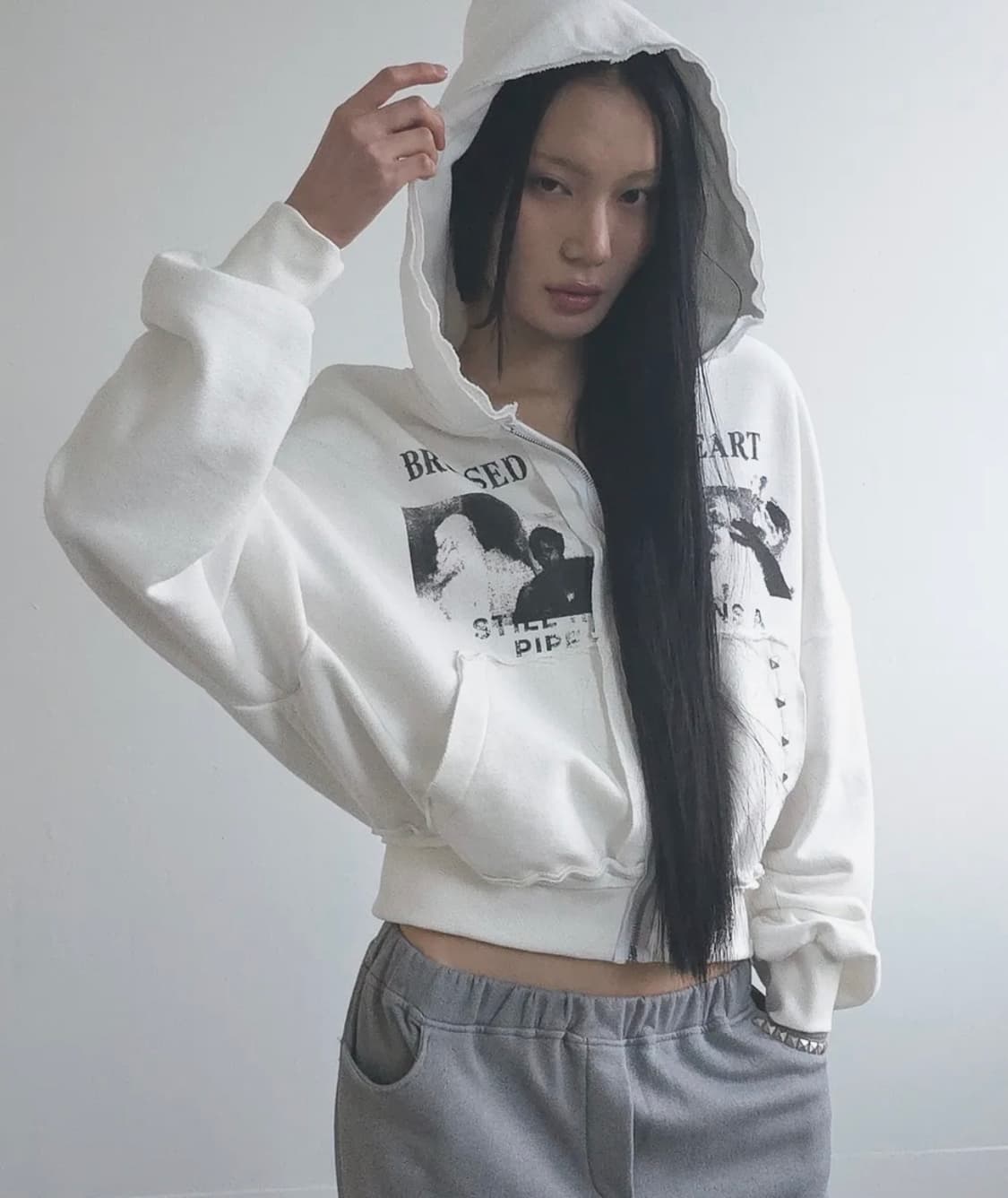 도그마엑스OVERSIZED ZIP-UP HOODIE WHITE 상품이미지1