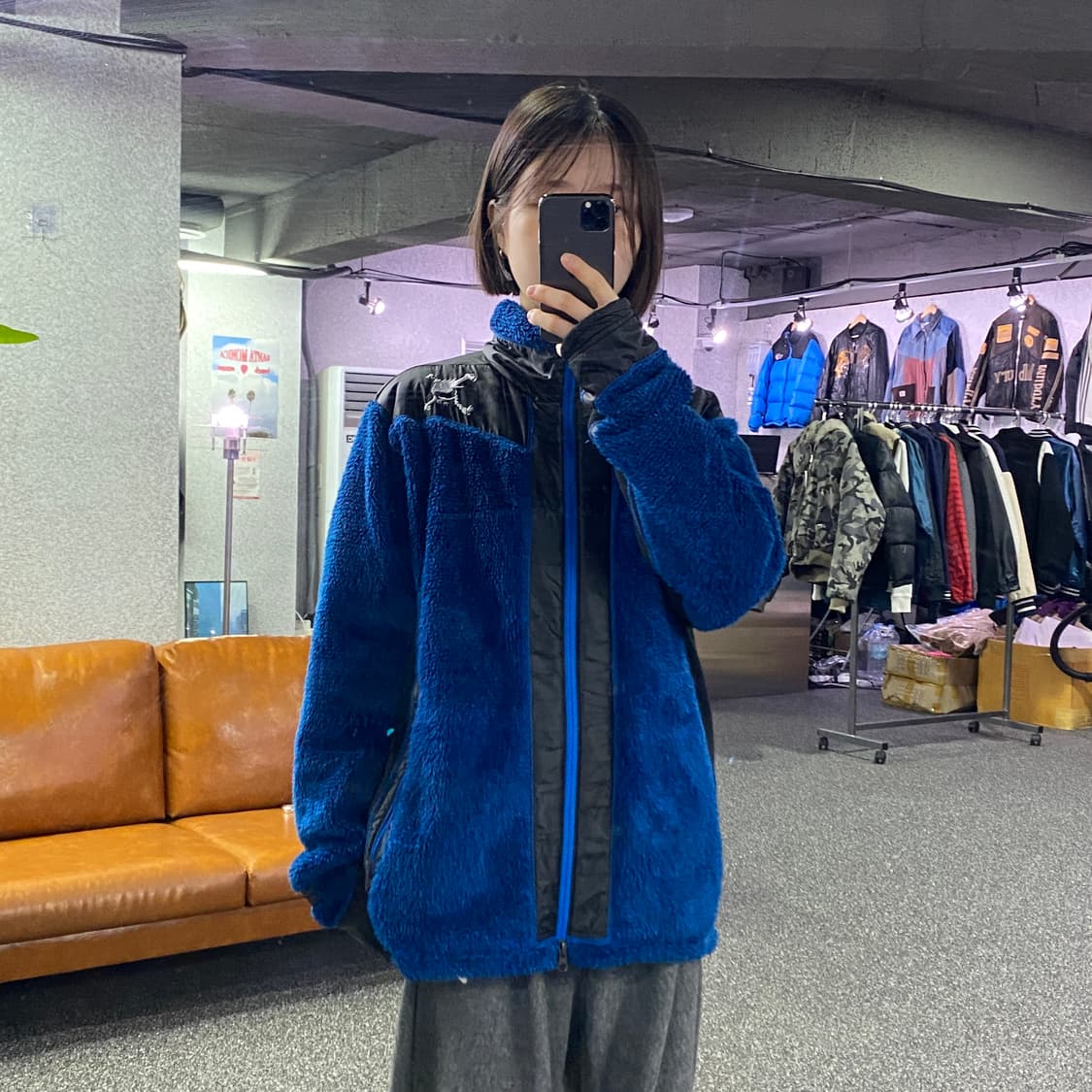 오클리 블루 배색 쉐르파 자켓 B3493 상품이미지1