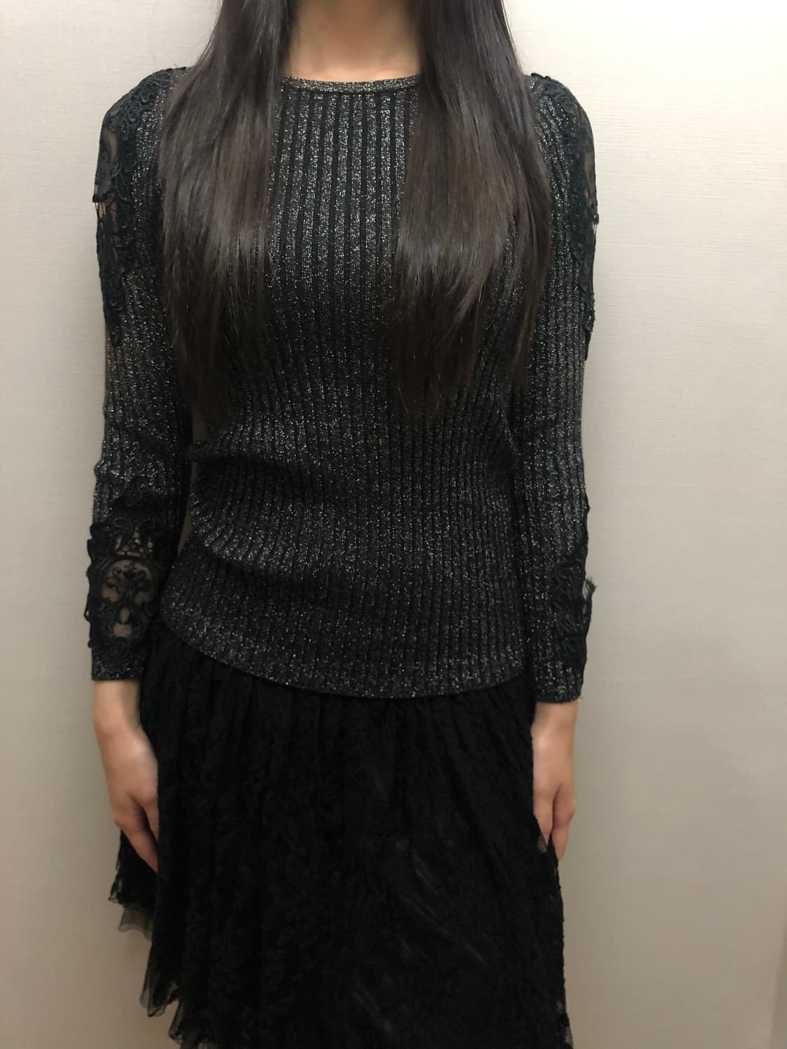 빈티지 블랙 레이스 글리터 니트 상품이미지3