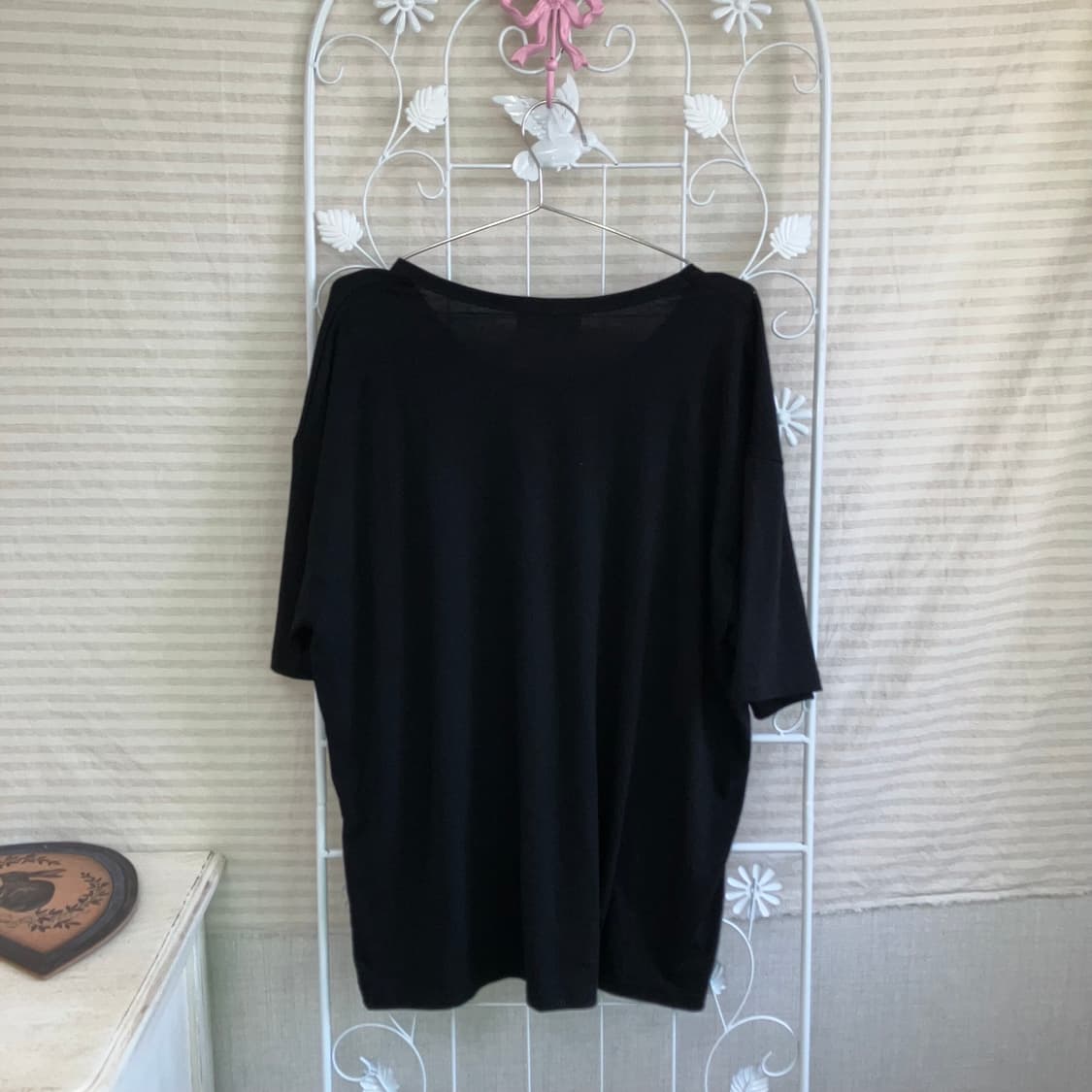 빈티지 U넥 블랙 반팔 티셔츠 y2k 스트릿 갸루 펑키456  fabri 상품이미지2