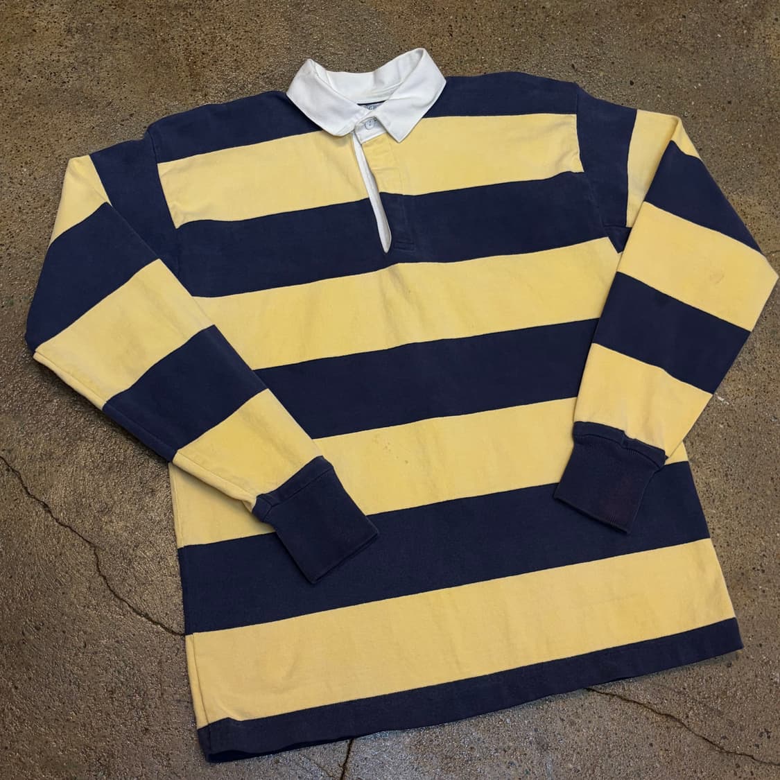 90s Made in USA 빈티지 랜드스앤드 헤비코튼 스트라이프 럭비티 상품이미지2