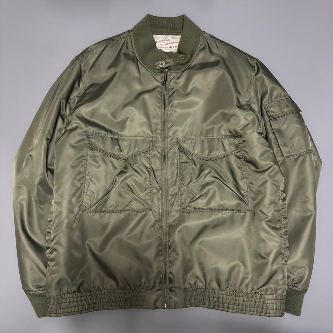 아비렉스 올리브컬러 나일론 후면 스펠아웃 로고 A-1 플라이트 자켓 상품이미지8