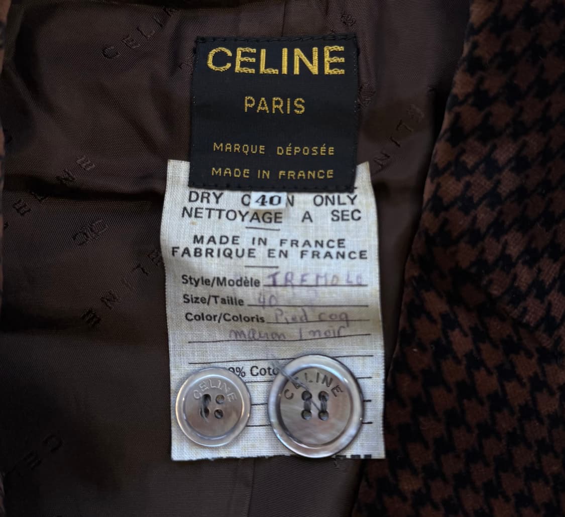 올드 셀린느 90s 브라운 하운드투스 벨벳 블레이저 상품이미지6