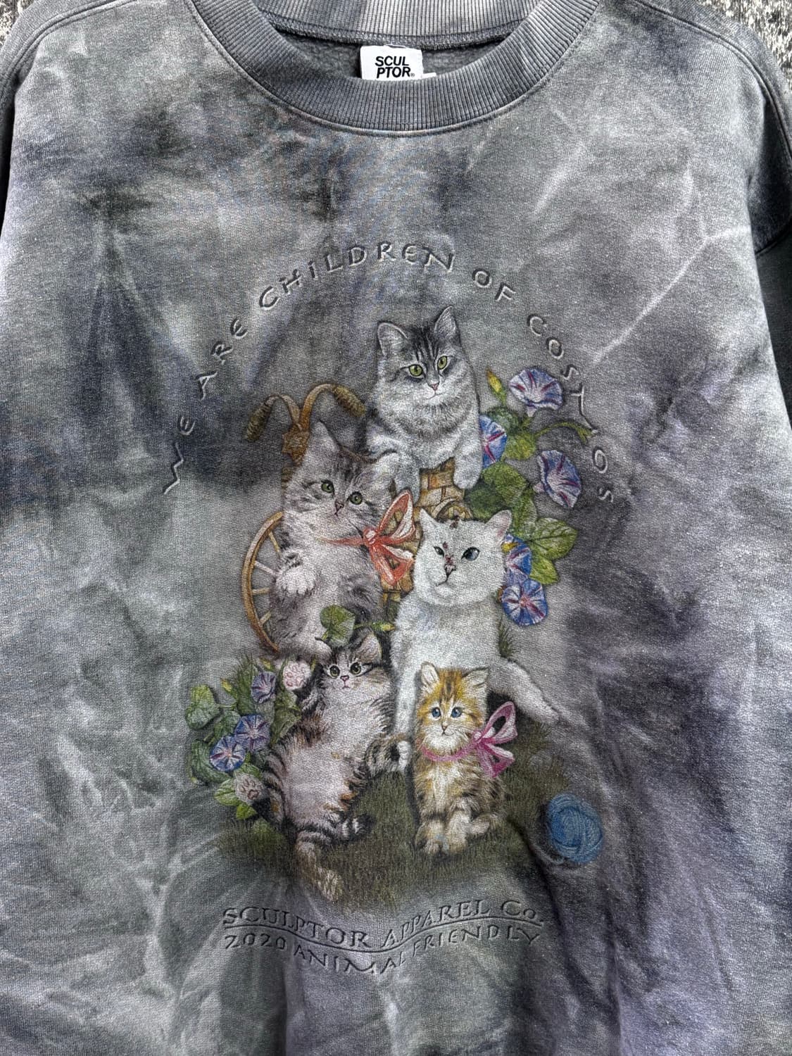 sculptor 고양이 프린팅 맨투맨 타이다이 상품이미지3