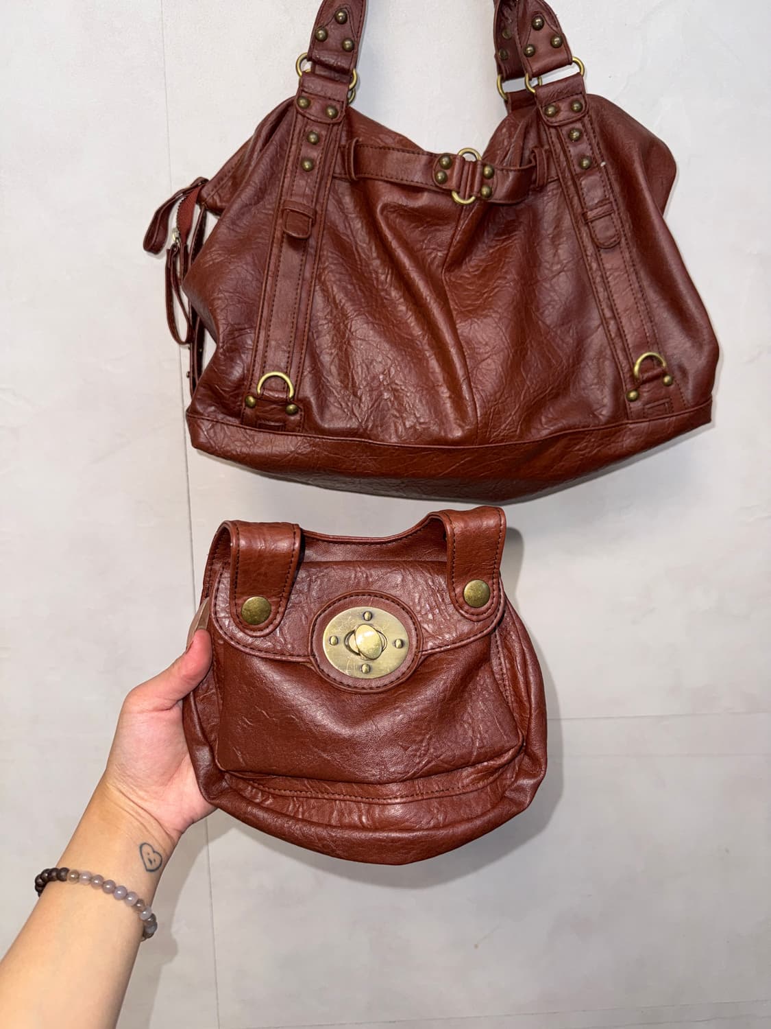 Brown multi pocket buckle tote bag 상품이미지3