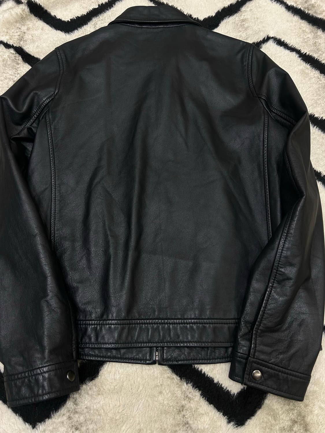 [S]지오다노 소가죽 카라 집업 자켓/블랙 상품이미지2