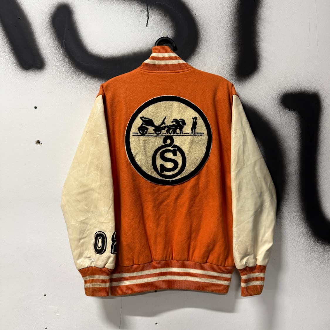 VTG 빈티지 올드스쿨 빅 패치 레더암 바시티 자켓 상품이미지1