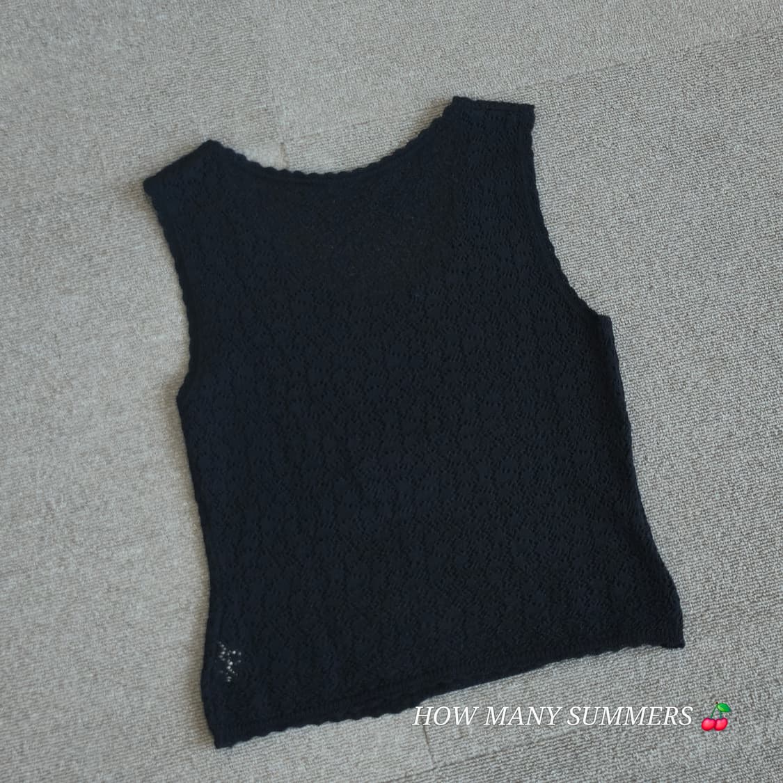 울 혼방 블랙 레이스 펀칭 니트 나시 상품이미지2