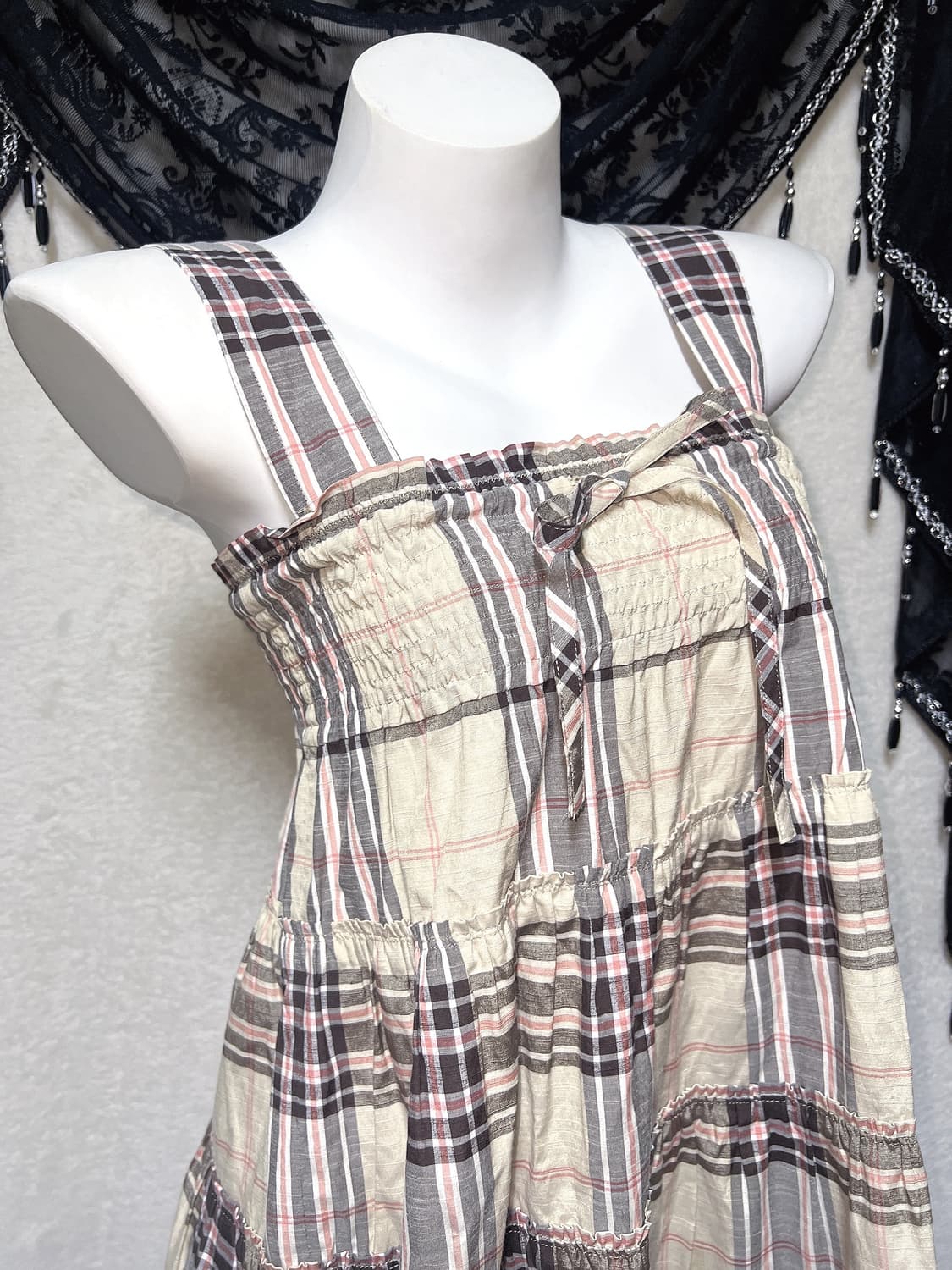 버버리 블루라벨 노바체크 나시 원피스 캉캉 롱스커트 라떼갸루 핀터 너드 상품이미지3