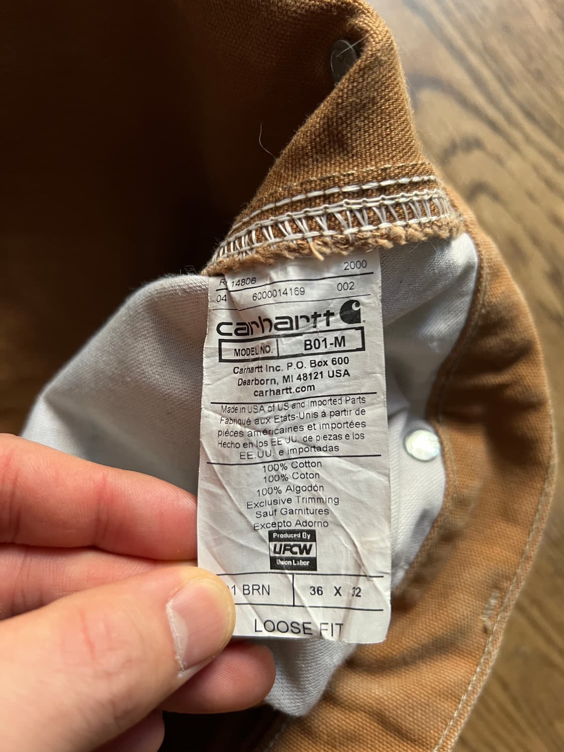 [36]칼하트 Made in USA 더티워싱 브라운 더블니 워크 팬츠 상품이미지9