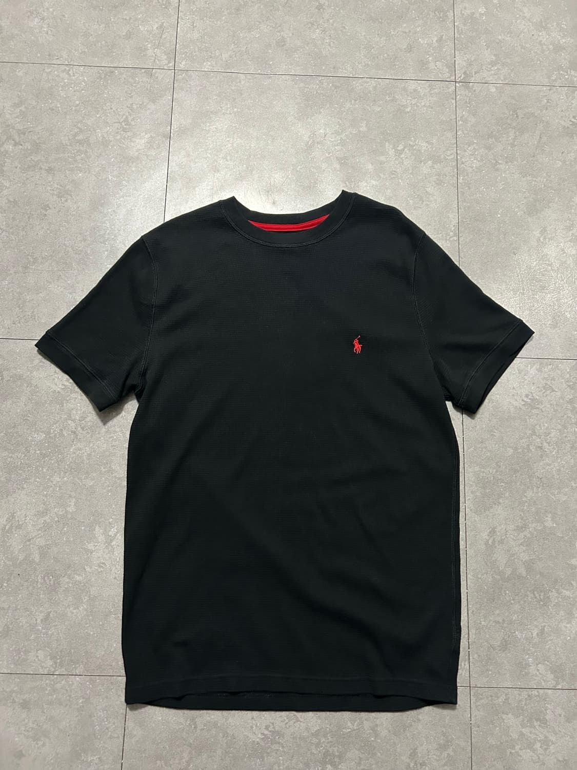 랄프로렌 폴로 블랙 컬러  와플니트 숏슬리브 티셔츠  95size   상품이미지1