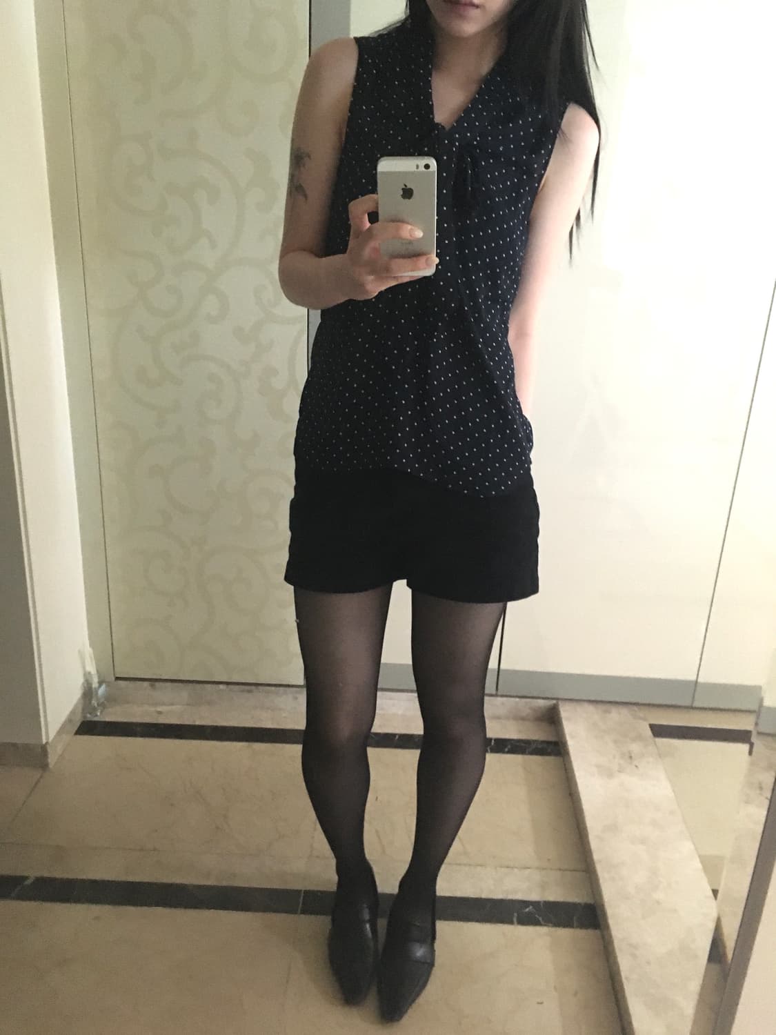 Vintage Navy Dot Tie sleeveless 상품이미지1