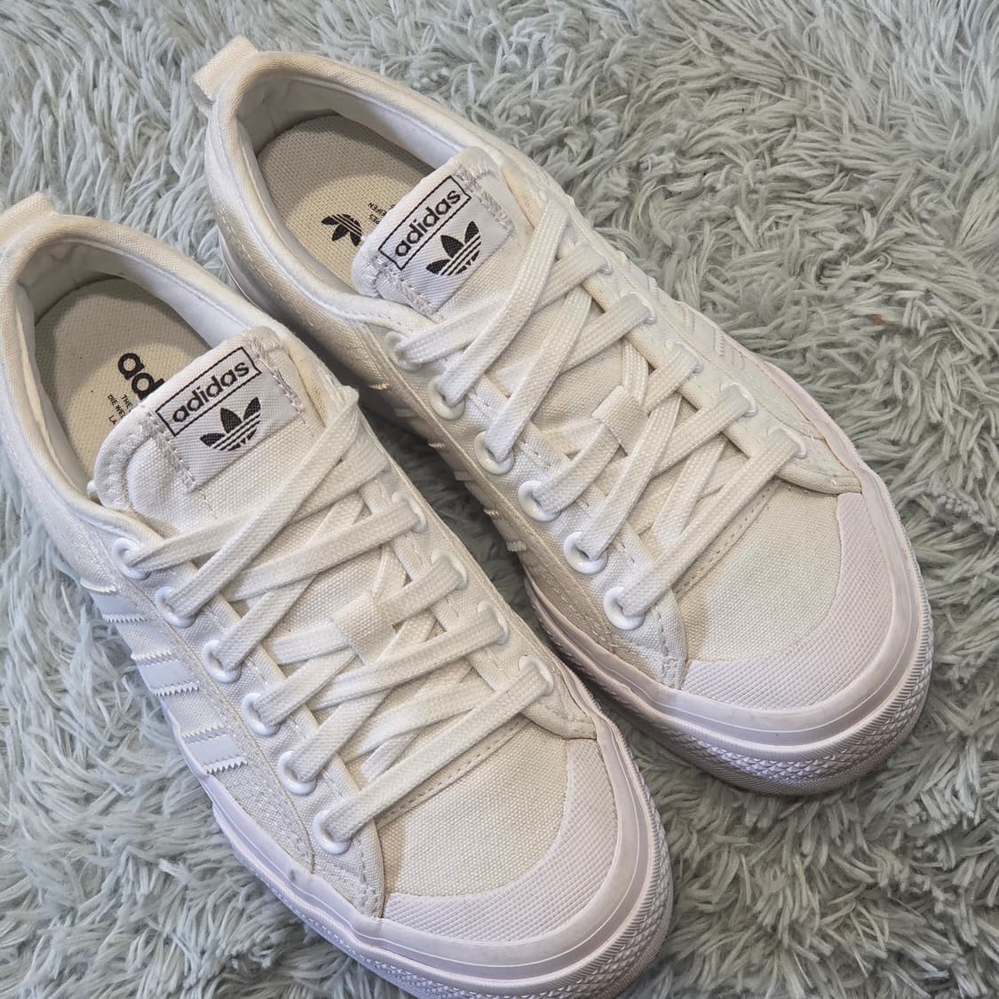1a-2:아디다스 니짜 플랫폼 화이트 캔버스(220mm)-상태굿 상품이미지5