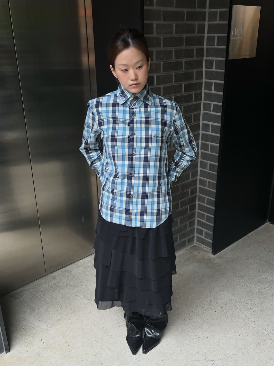 Vivienne westwood 비비안웨스트우드 하이넥 로고 셔츠 상품이미지4