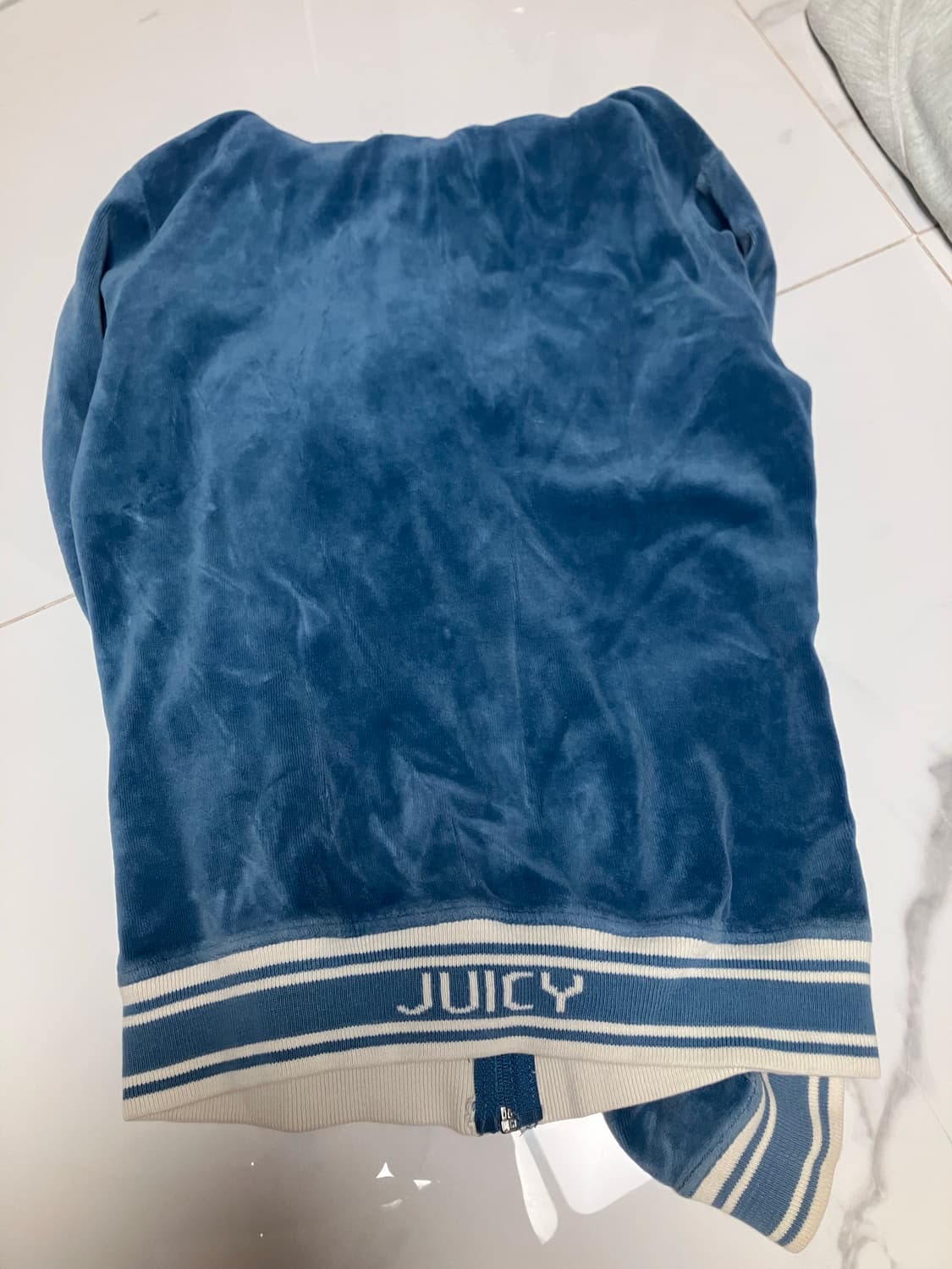 Y2K 쥬시꾸뛰르 벨벳 후드집업 S 스트라이프 상품이미지3