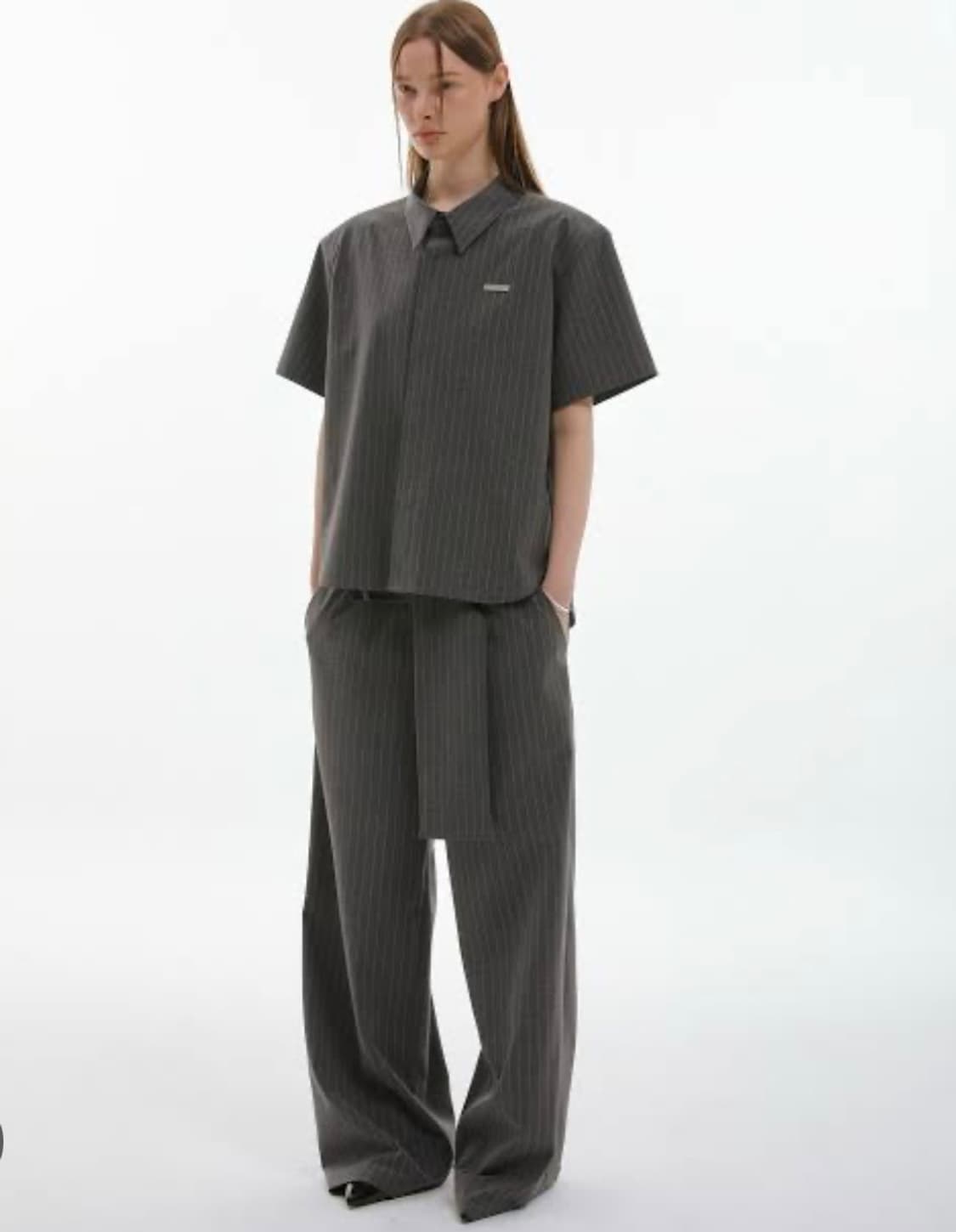 [2]ESC STUDIO SPACIOUS BELT 팬츠 그레이 상품이미지1