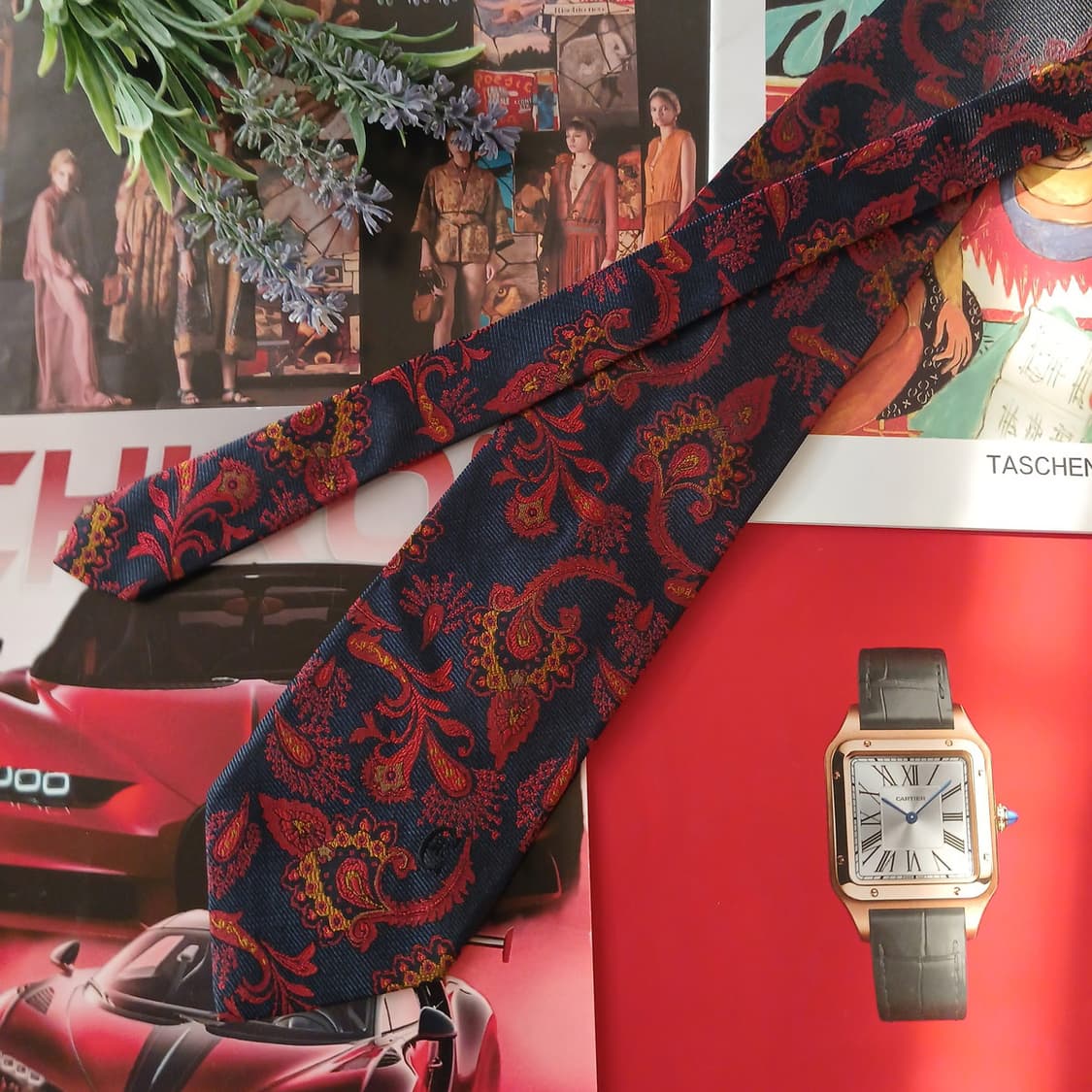 세루티 실크 네이비&레드 페이즐리 넥타이 9cm A등급 A19023
 상품이미지3