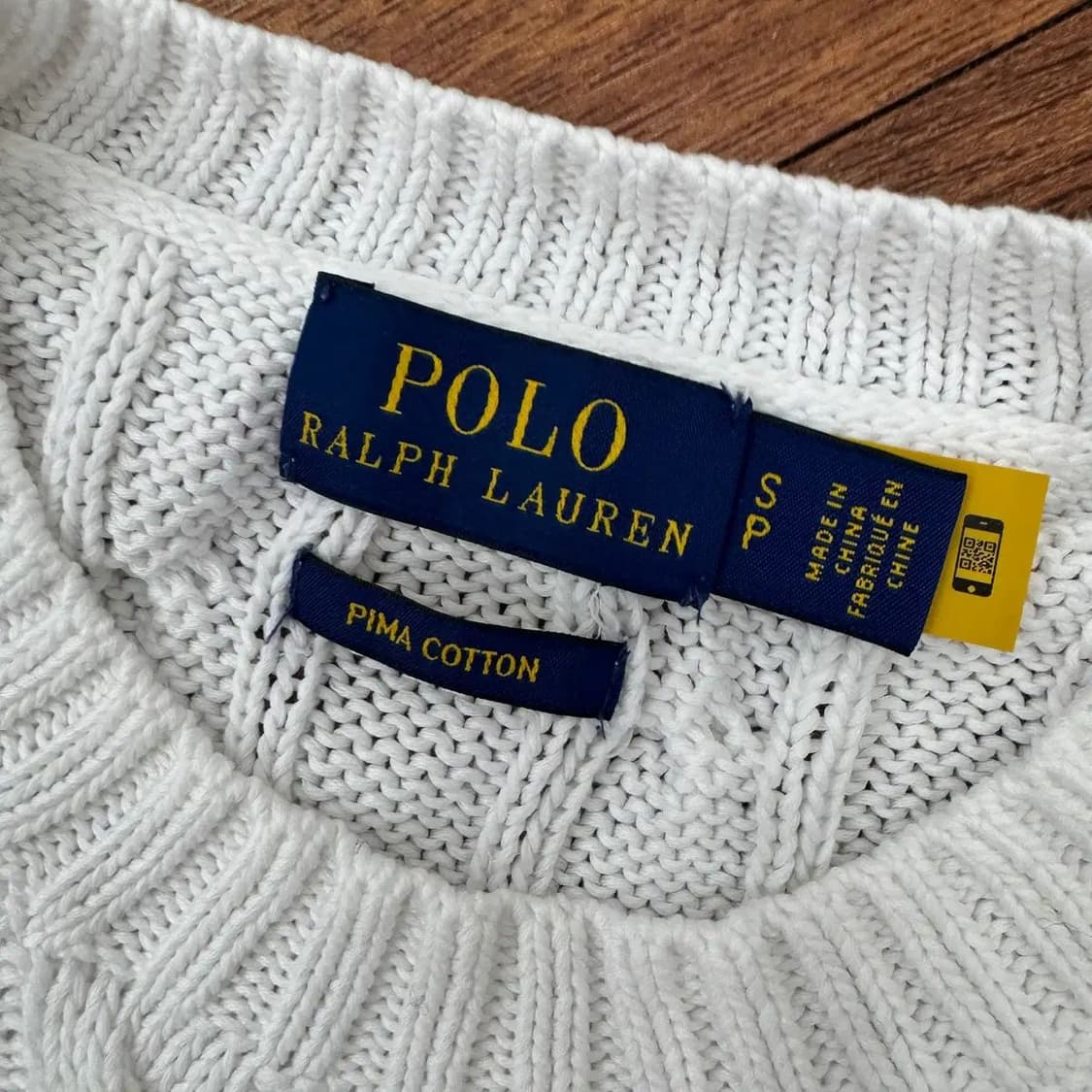 .여성용 S 폴로 랄프로렌 화이트 케이블 라운드 반팔 니트  상품이미지4