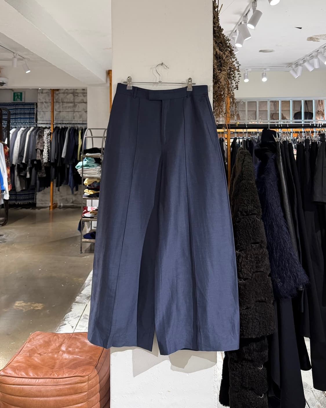 셀린느 네이비그레이 코튼 린넨 와이드 팬츠  상품이미지1