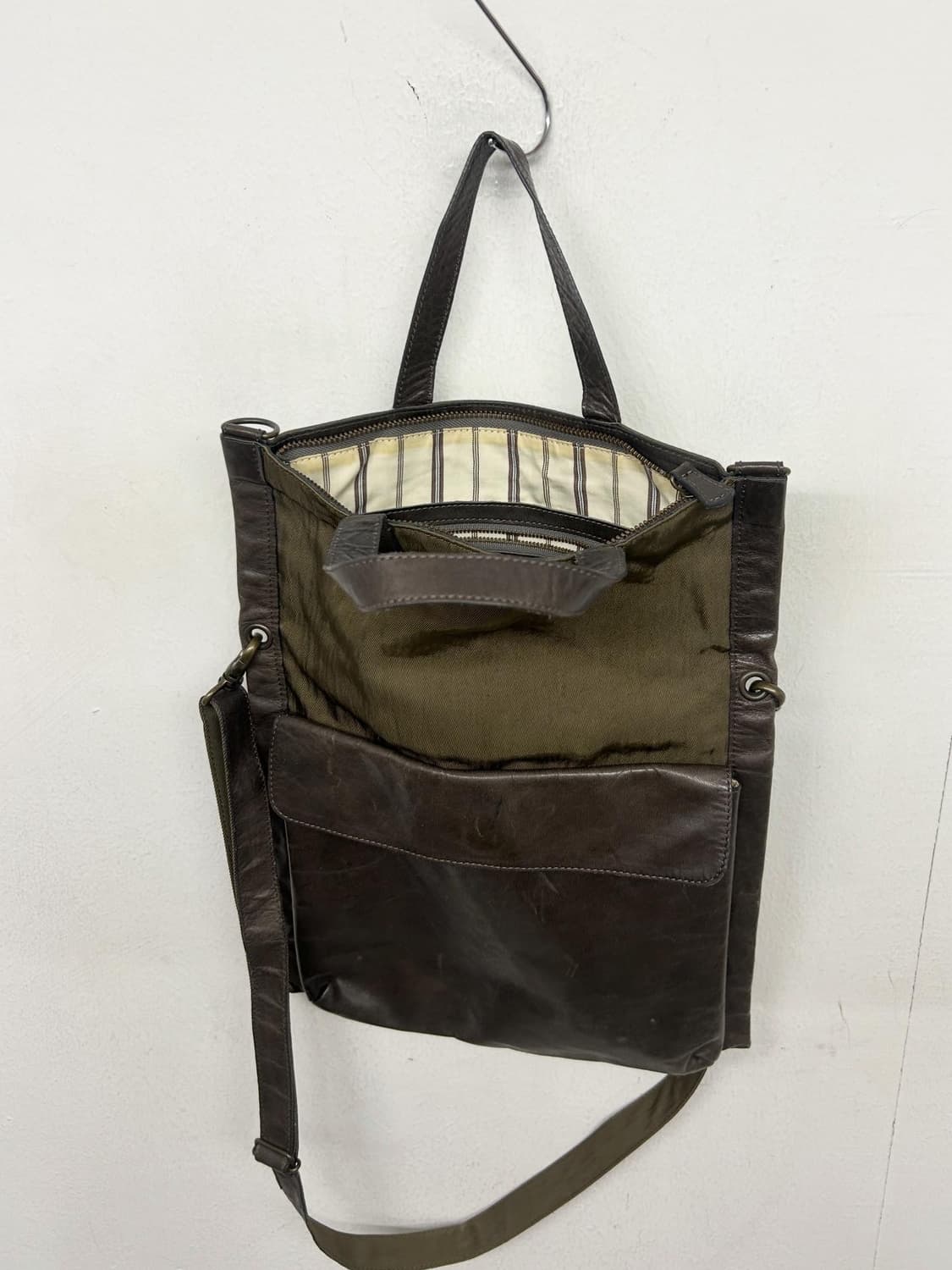 JPN B.STUFF 가죽/캔버스 크로스 토트백 상품이미지5