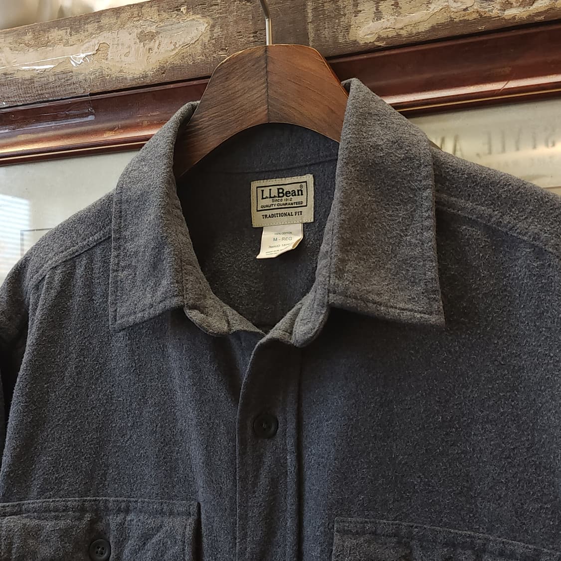 90s 엘엘빈 헤비코튼 투포켓 워크셔츠 샤모아 셔츠 그레이 m 상품이미지5