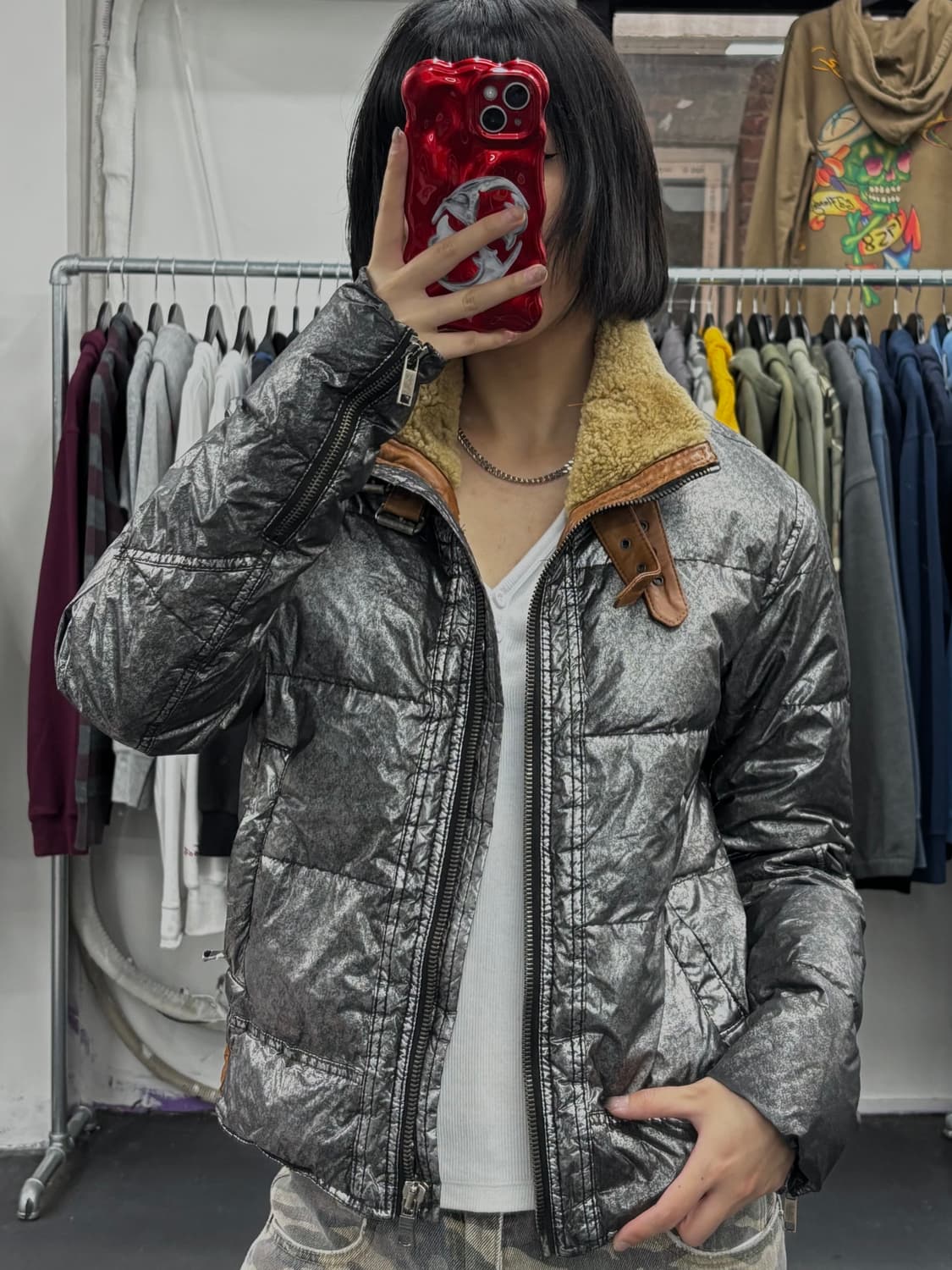 디젤 넥 버클 실버 패딩 상품이미지2