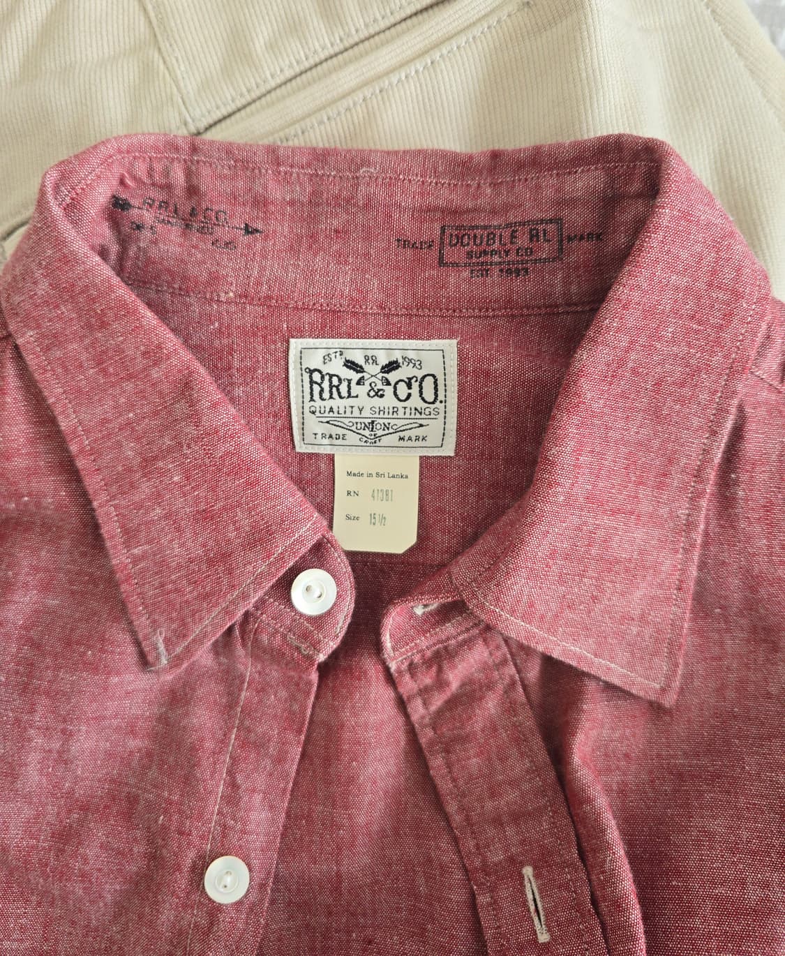 ​[RRL] 더블알엘 red/coral샴브레이 워크 셔츠 (15 1/2) 상품이미지2