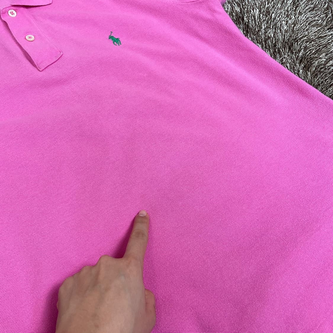 폴로 랄프로렌  핑크 자수로고 반팔 카라티 XL 상품이미지4