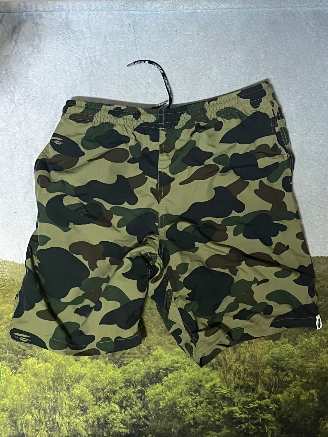 베이프 녹계 카모 팬츠 반바지 상품이미지1