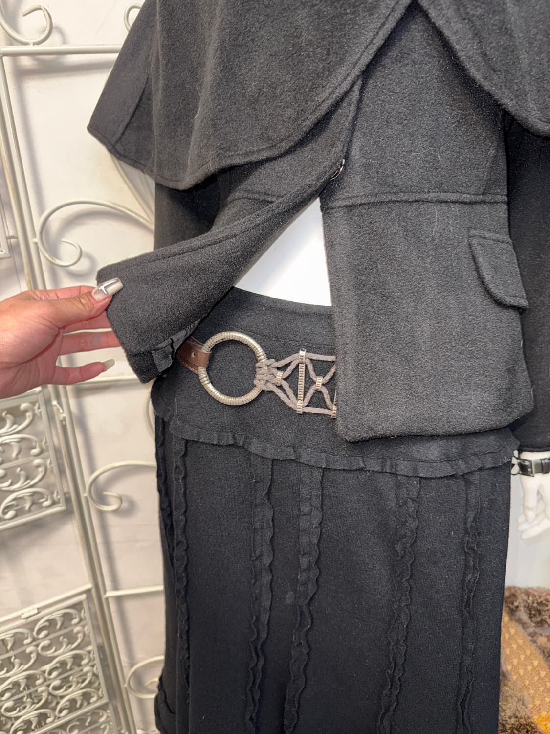 Black wrap cape button jacket  상품이미지7