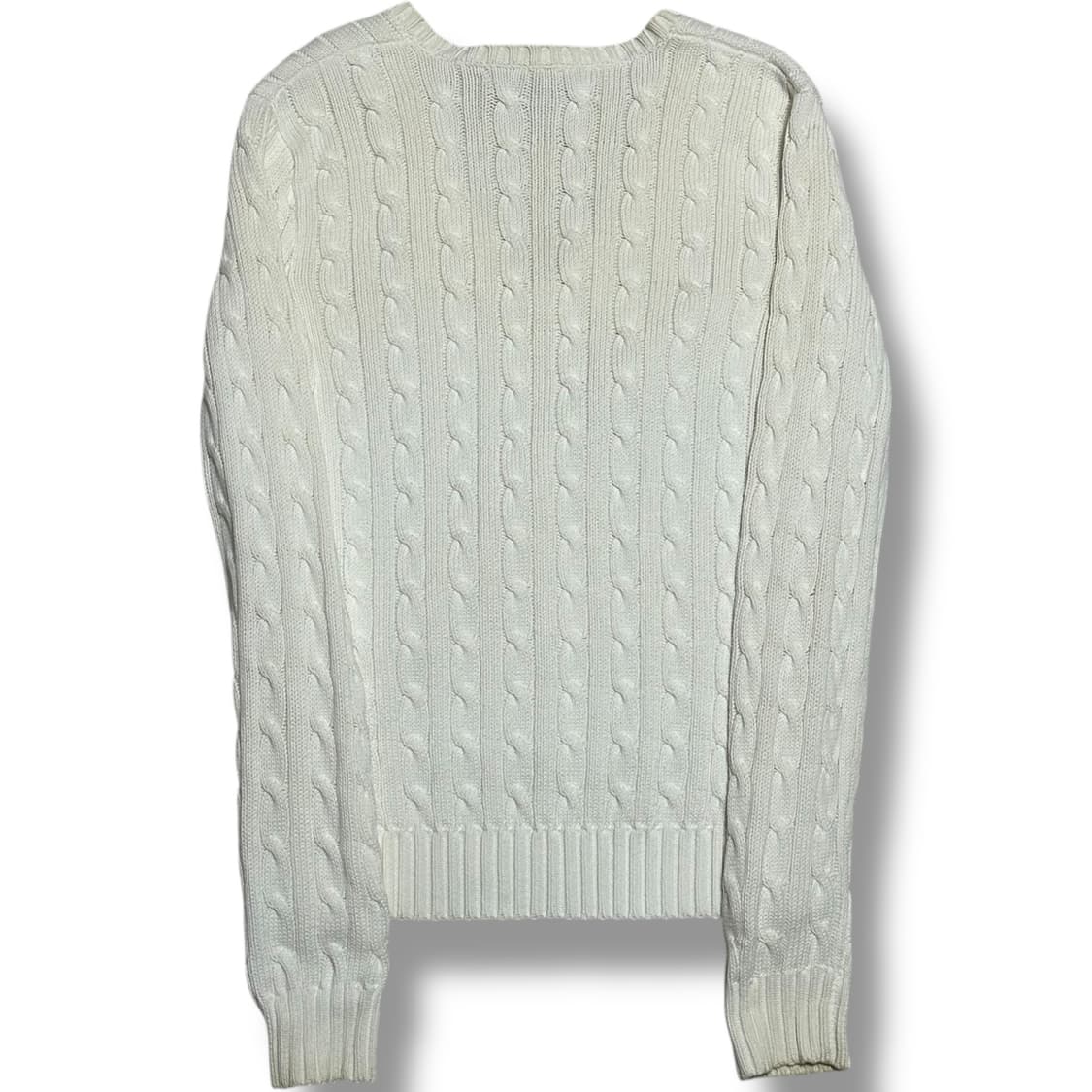 Polo Ralph Lauren 여성용 케이블 브이넥 화이트 니트 상품이미지2