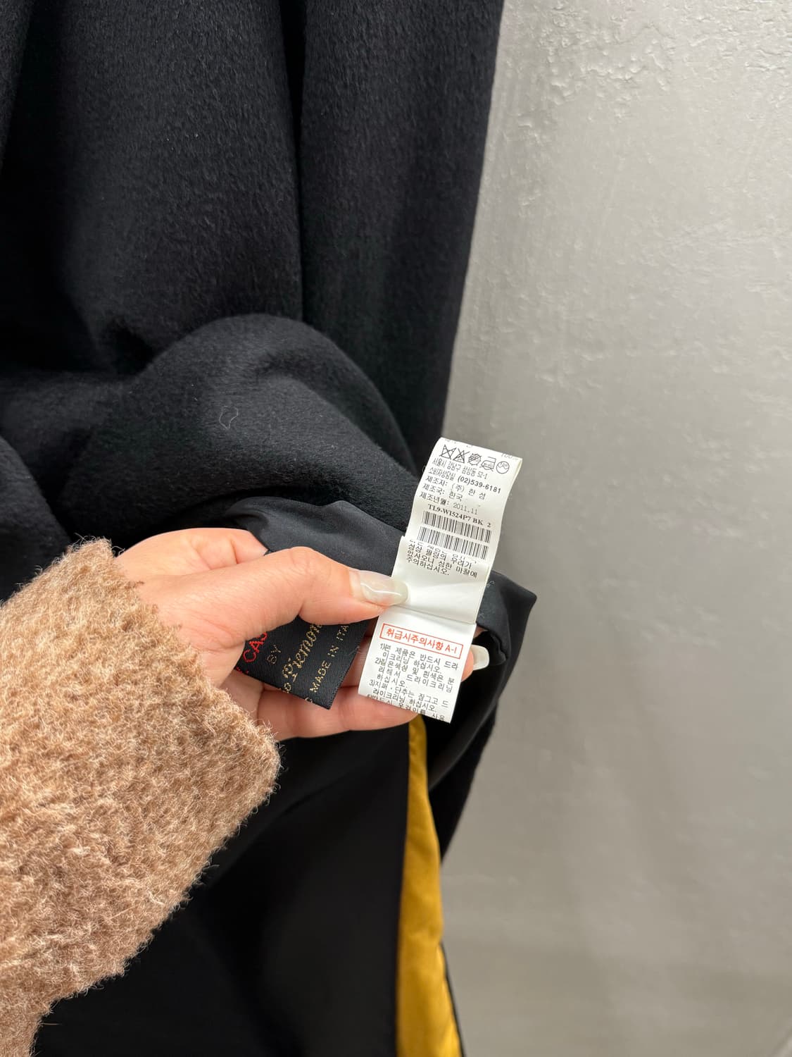 TIME 타임 캐시미어 100% 블랙 코트  상품이미지6