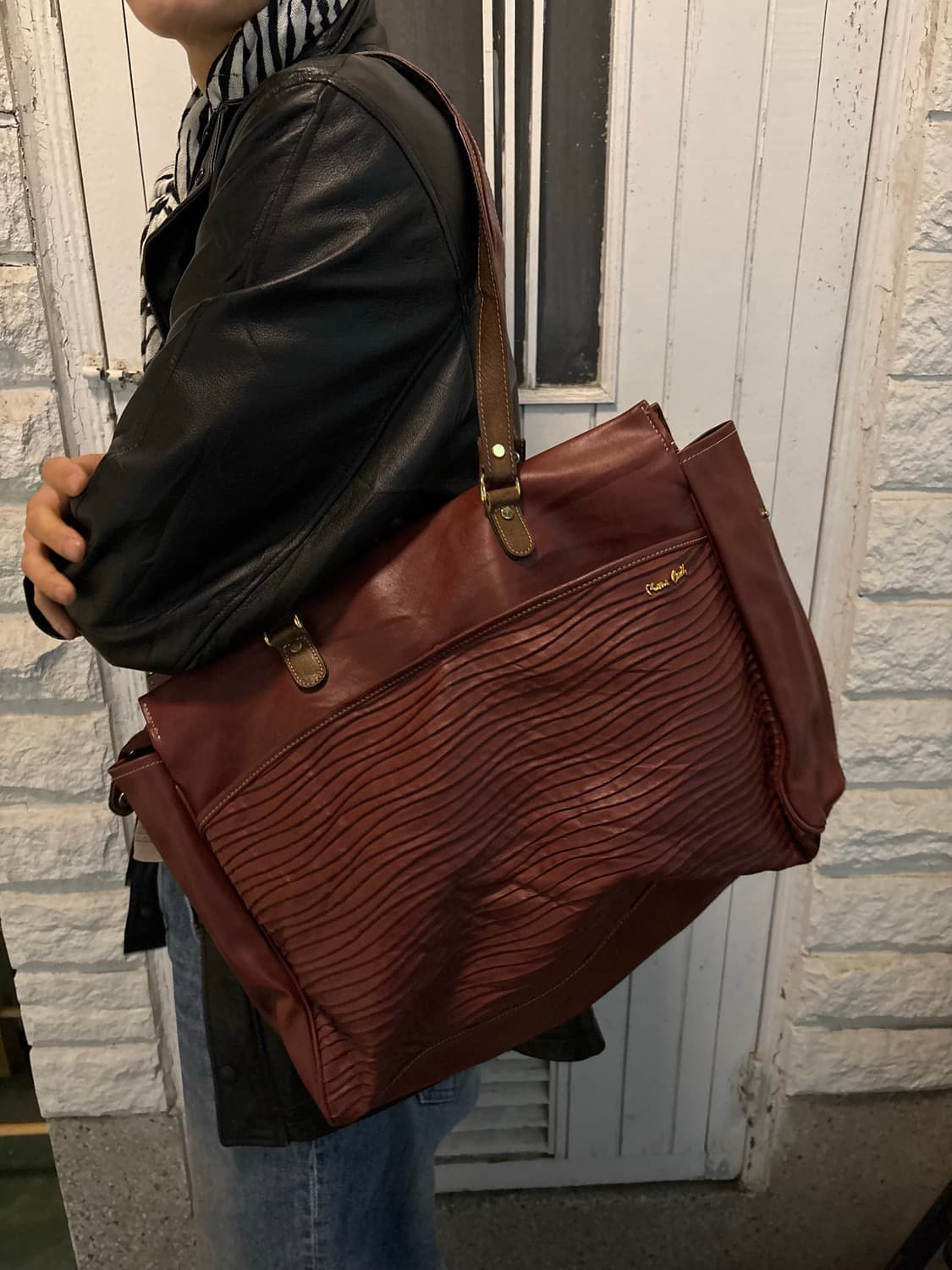 vtg cowhide wave tote bag 상품이미지1