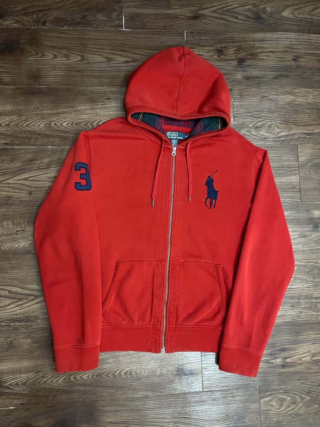 폴로 랄프로렌 빅포니 체크 후드집업 레드 상품이미지3