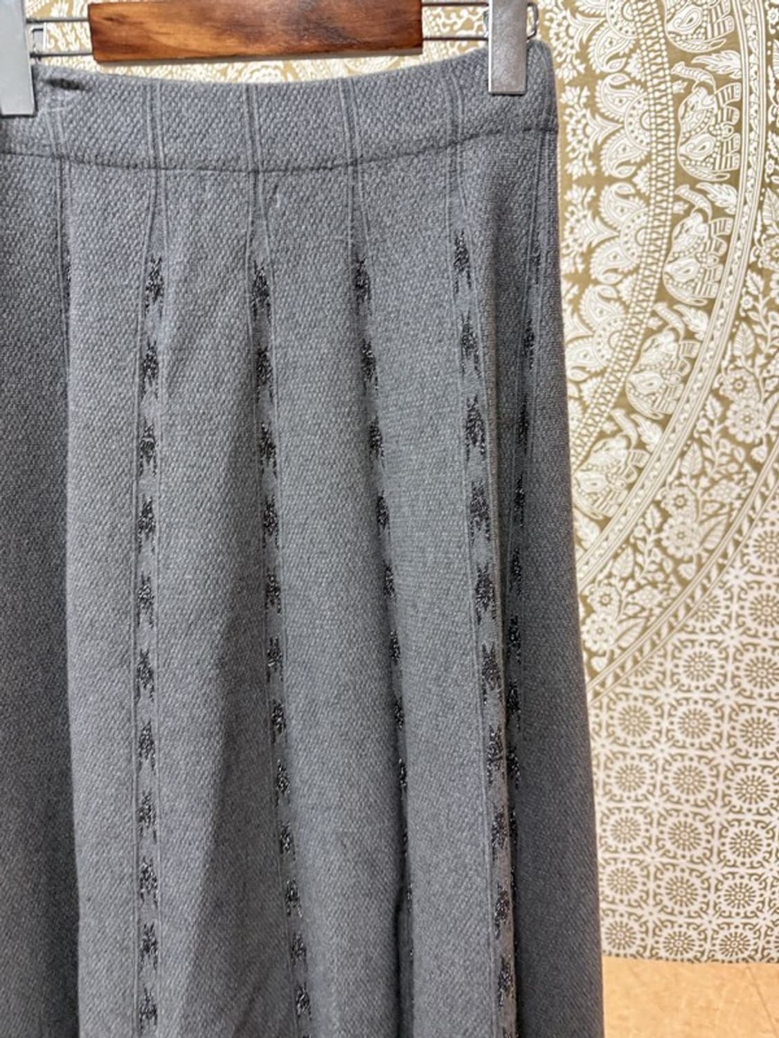 빈티지 여성 패턴 밴딩 니트 롱 스커트 상품이미지4