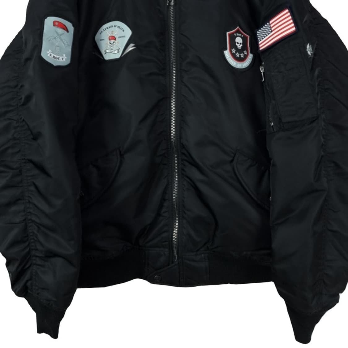 [빈티지] 해골 스컬 자수 수베니어 MA-1 봄버 자켓 블랙 M18474 상품이미지5