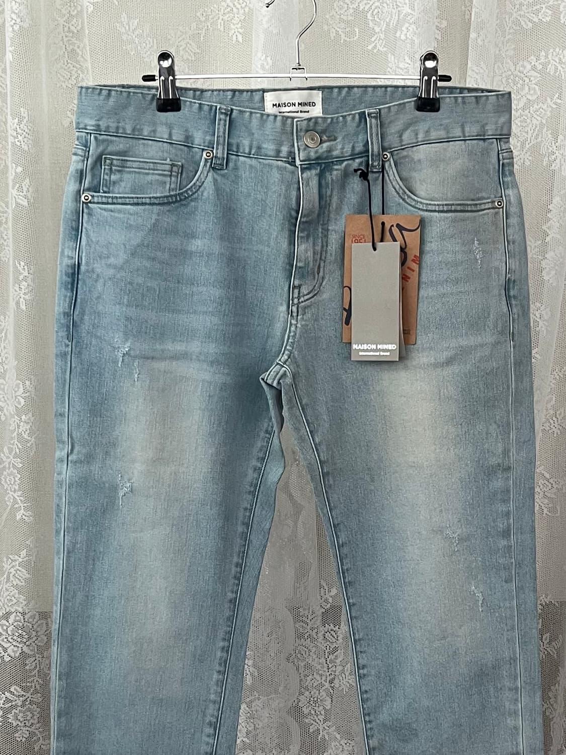 48) 새상품 메종미네드 데님 팬츠 연청 상품이미지3