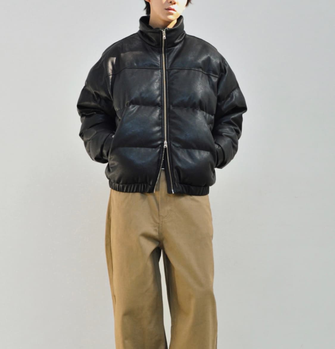 로파이 글래스턴 덕다운 푸퍼 레더 패딩 L 상품이미지1