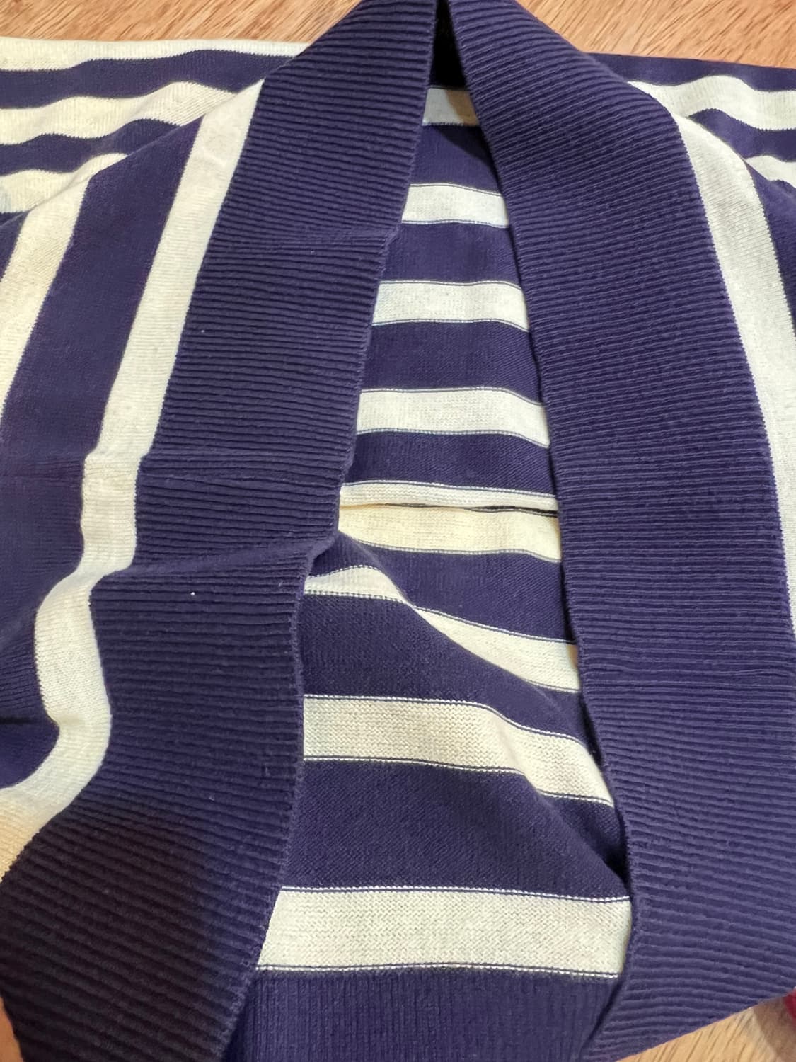 아야모리에 여성 아이보리 보더넥 코튼니트티셔츠 상품이미지6